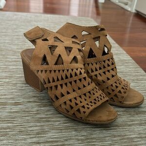 Nude Suede Open Toed Booties